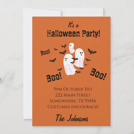 Griezelige Geest Halloween Feest Uitnodiging (Voorkant)