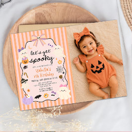 Griezelige Geest Halloween Verjaardag Foto Uitnodi Kaart