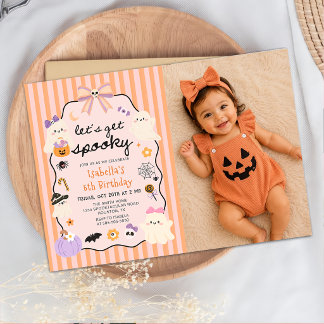 Griezelige Geest Halloween Verjaardag Foto Uitnodi Kaart