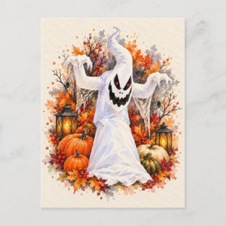 Griezelige Geest Halloween Watercolor Postkaart Feestdagenkaart