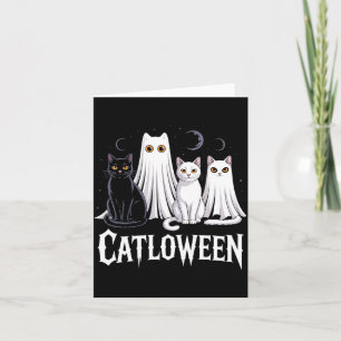 Griezelige Geest Kat Catloween Pompoen Knuffel Zwa Kaart