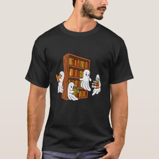 Griezelige Geest Leest Boeken Halloween Bibliothee T-shirt