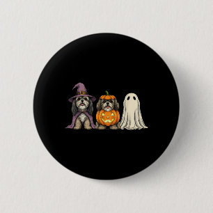 Griezelige Geest Lhasa Apso Pompoen Halloween Hond Ronde Button 5,7 Cm