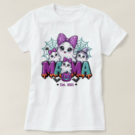 Griezelige Geest Mama Paars Turquoise Halloween T-shirt