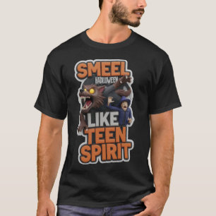 Griezelige geest met gloeiende ogen en boosaardige t-shirt
