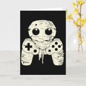 Griezelige Geest Mummie Gaming Controller Hallowee Kaart (Gele Bloem)