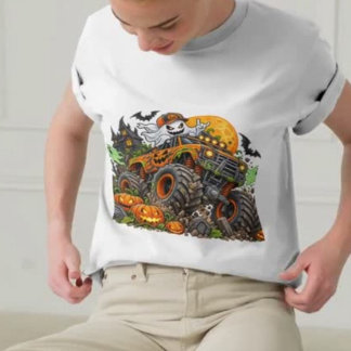 Griezelige Geest Pompoen Truck T-shirt