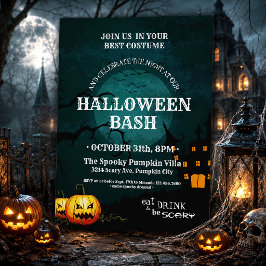 Griezelige Geest Pompoenen Gehekste Huis Halloween Kaart