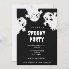 Griezelige Geesten Halloween Feest Zwart En Wit Kaart
