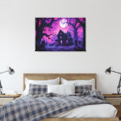 Griezelige Gehaunte Halloween Manor Canvasprint Canvas Afdruk (Insitu (Slaapkamer))