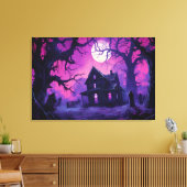 Griezelige Gehaunte Halloween Manor Canvasprint Canvas Afdruk (Insitu (Woonkamer))