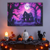 Griezelige Gehaunte Halloween Manor Canvasprint Canvas Afdruk