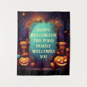 Griezelige Gehaunte Halloween Persoonlijke Groeten Wandkleed