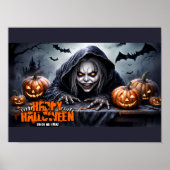 Griezelige Gekapte Geest Halloween Scène Poster (Voorkant)