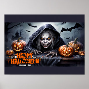 Griezelige Gekapte Geest Halloween Scène Poster