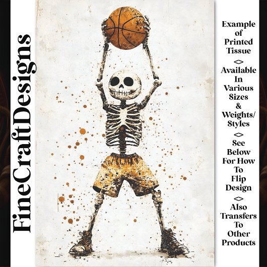 Griezelige geraamte-basketbalspeler AJ7 decoupage Tissuepapier