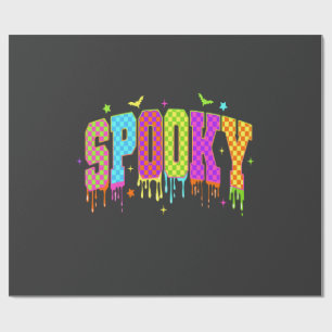 Griezelige Geruite Halloween Cadeaupapier