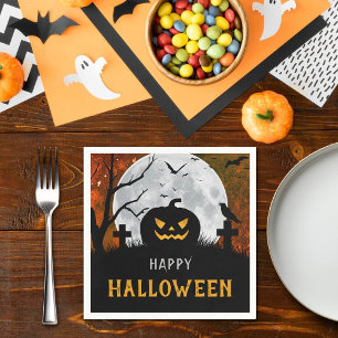 Griezelige Gesneden Pompoen Kerkhof Halloween Fees Servet