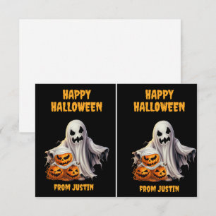 Griezelige Ghost Jack O' Lanterns Halloween Klaslo Notitiekaartje