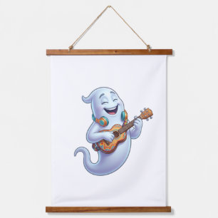 Griezelige Ghost Muzikant Halloween Muzikale Kunst Hangend Wandkleed