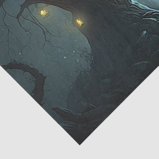 Griezelige, Ghoulish, Spooky, Haunted Tree Tissuepapier (Detail)