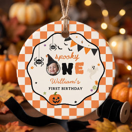 Griezelige Gingham Verjaardag Halloween Bedankjes Labels