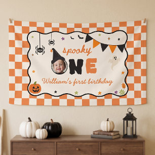 Griezelige Gingham Verjaardag Halloween Spandoek
