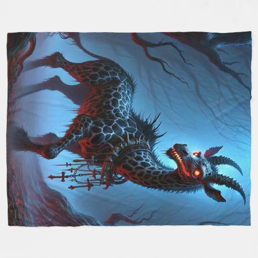 Griezelige Giraffe Fleece Deken (Voorkant (Horizontaal))