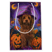 Griezelige Goldendoodle Hond Halloween Heks Pompoe Medium Cadeauzakje (Voorkant)