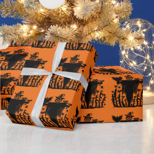 Griezelige Goth Halloween Vogelverschrikker Pompoe Cadeaupapier