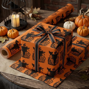 Griezelige Goth Halloween Vogelverschrikker Pompoe Cadeaupapier