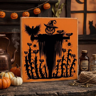 Griezelige Goth Halloween Vogelverschrikker Pompoe Tegeltje