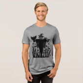 Griezelige Goth Halloween Vogelverschrikker Pompoe Tri-Blend Shirt (Voorkant volledig)