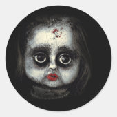 Griezelige goth pop met bloedspatten Halloween Ronde Sticker (Voorkant)