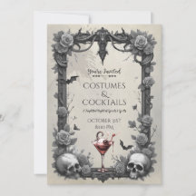 Griezelige Gotische Schedelrozen Kostuum Cocktailf