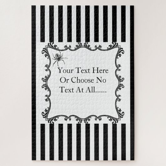 Griezelige gotische spin tekening zwart-wit gestre legpuzzel (Verticaal)