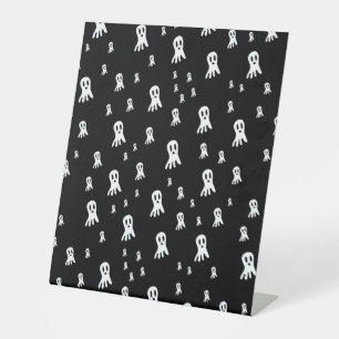 Griezelige gotische spookillustratie reclamebord met voetstuk