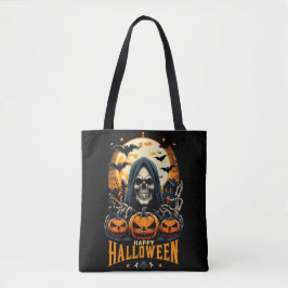 Griezelige Grim Reaper Jack O' Lanterns Vleermuize Tote Bag