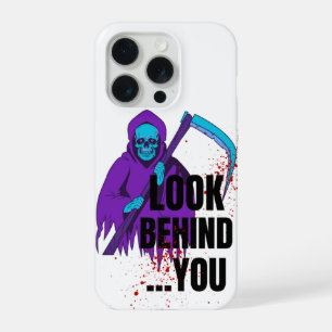 Griezelige Grim Reaper “Kijk achter je” Horror Tel iPhone 15 Pro Case