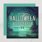 Griezelige groene bos Halloween uitnodiging (Voorkant / Achterkant)