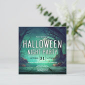 Griezelige groene bos Halloween uitnodiging (Staand voorkant)