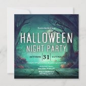 Griezelige groene bos Halloween uitnodiging (Voorkant)