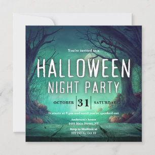 Griezelige groene bos Halloween uitnodiging