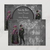 Griezelige Halloween Bruid & Bruidegom Save the Da Date (Voorkant / Achterkant)