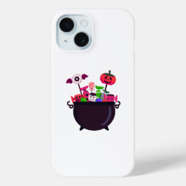 Griezelige Halloween-candybrouwpot iPhone 15 Case