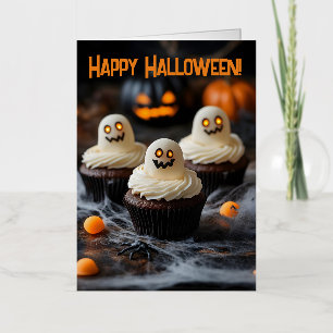 Griezelige Halloween cupcakes ontwerp Folie Wenskaart