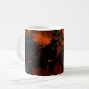 Griezelige Halloween enge ogen griezelige bosbomen Koffiemok