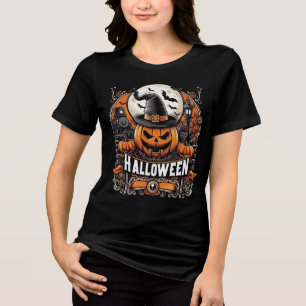 Griezelige Halloween Express & Jack-O'-Lantern Hek Tri-Blend Shirt
