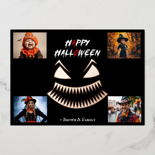 Griezelige Halloween familie foto collage Folie Uitnodiging