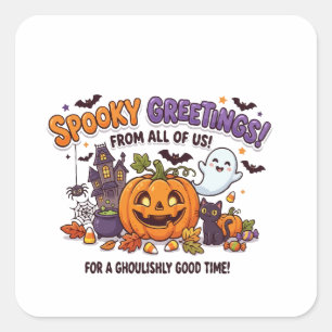 Griezelige Halloween-feestkaart Vierkante Sticker